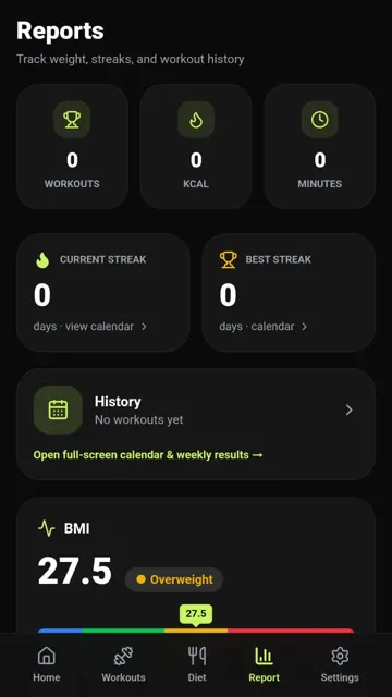 BeFit app screen 3